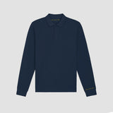 Sustainable Donce de la Sense Polo Long Sleeve, featuring set-in sleeves and a flat knit rib collar for timeless elegance.