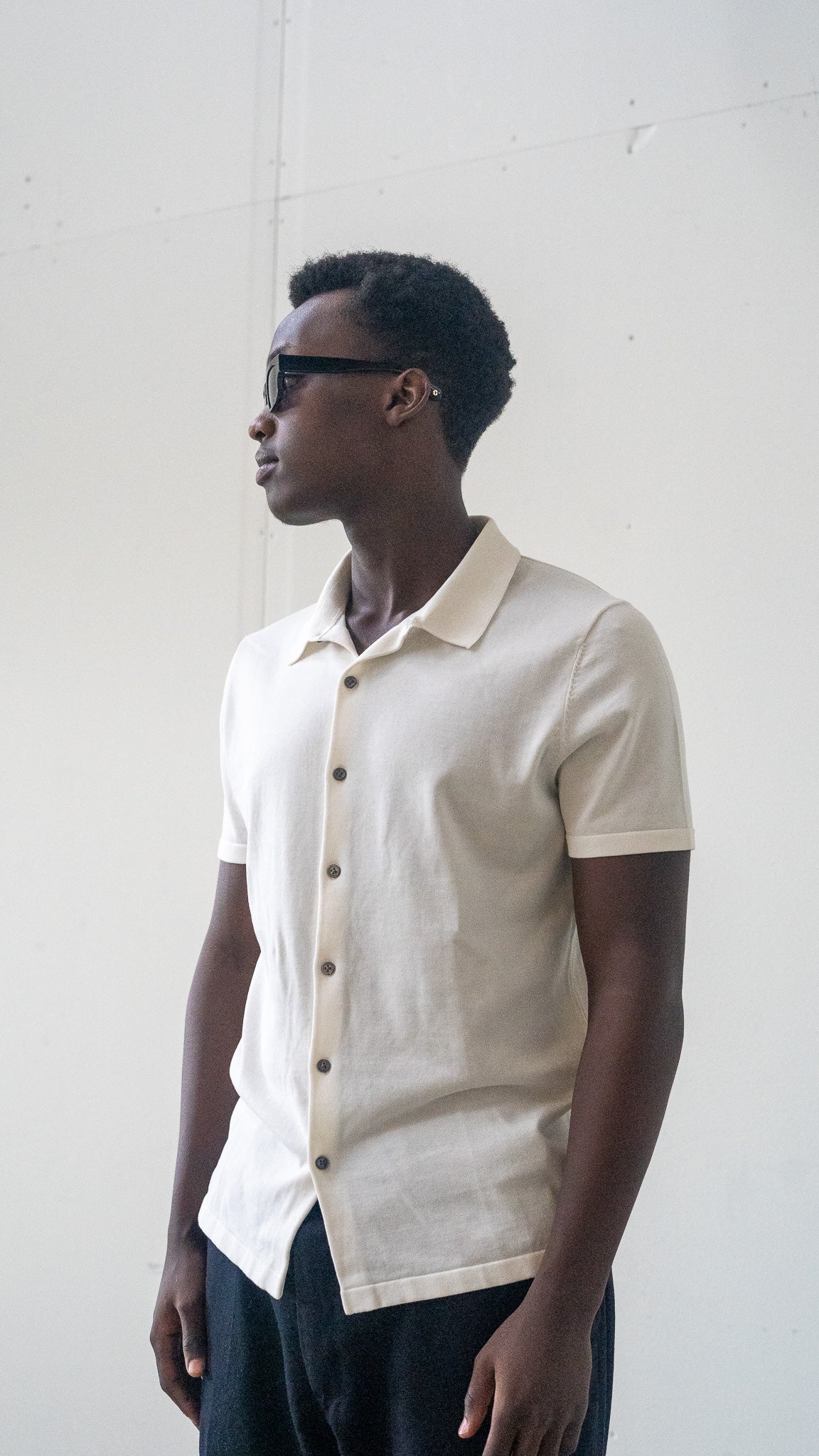 Silk Buttoned Up Short Sleeve Shirt | Pique Cotton